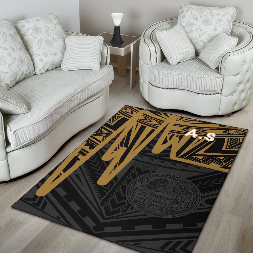 American Samoa Area Rug - Seal With Polynesian Pattern Heartbeat Style (Gold) - Vibe Hoodie Shop