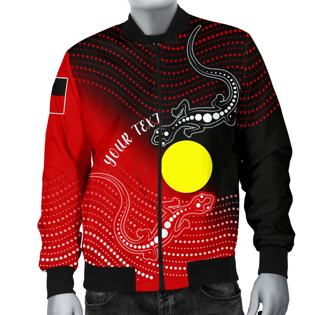 Custom Aboriginal Men's Bomber Jacket - Two Indigenous Lizard - Vibe Hoodie Shop