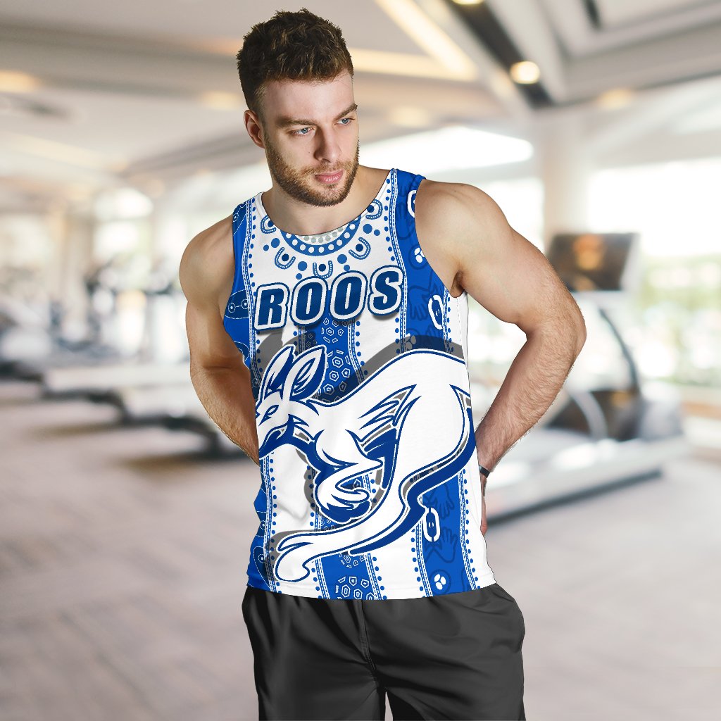 Melbourne Kangaroos Men Tank Top Indigenous North - Roos White - Vibe Hoodie Shop