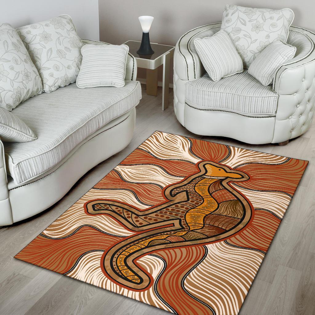 Aboriginal Area Rug - Indigenous Kangaroo Vintage Stye - Vibe Hoodie Shop