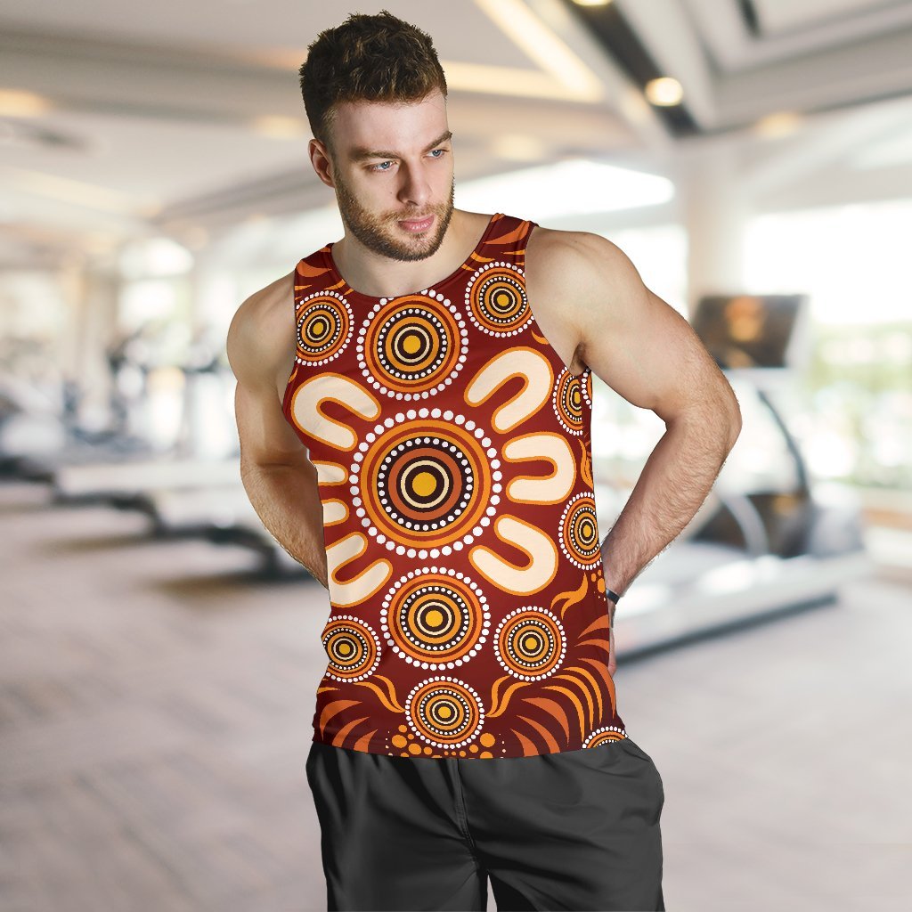 Aboriginal Men's Tank Top - Circle Flowers Patterns Ver03 - Vibe Hoodie Shop