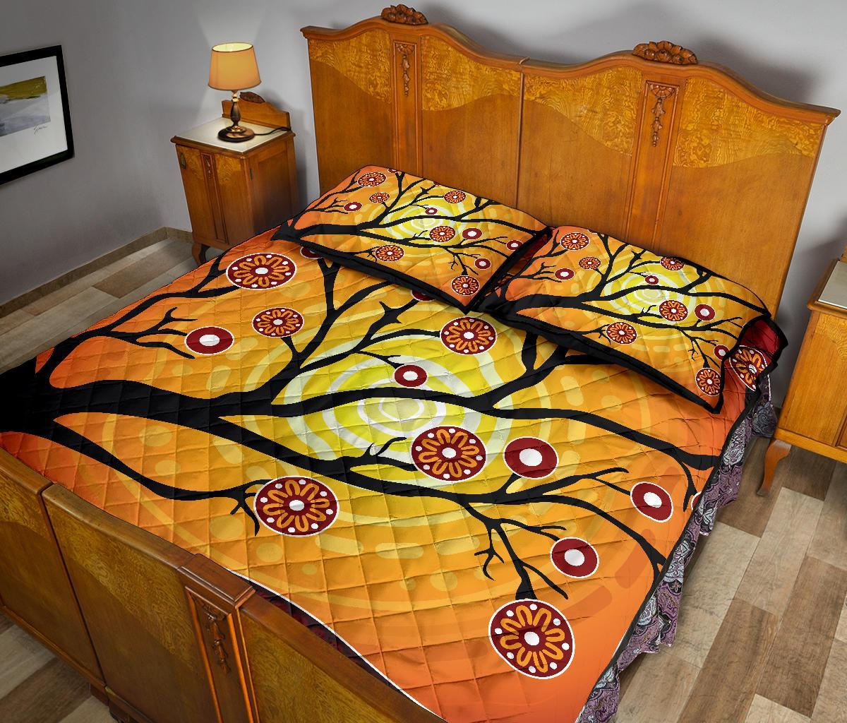 Aboriginal Quilt Bed Set - Tree In Spring Season - Vibe Hoodie Shop