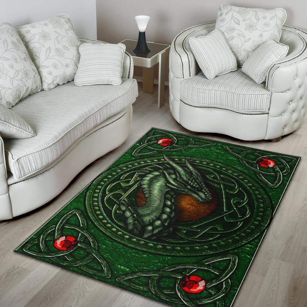 Celtic Dragon With Celtic Knot Area Rug (Red) - Vibe Hoodie Shop