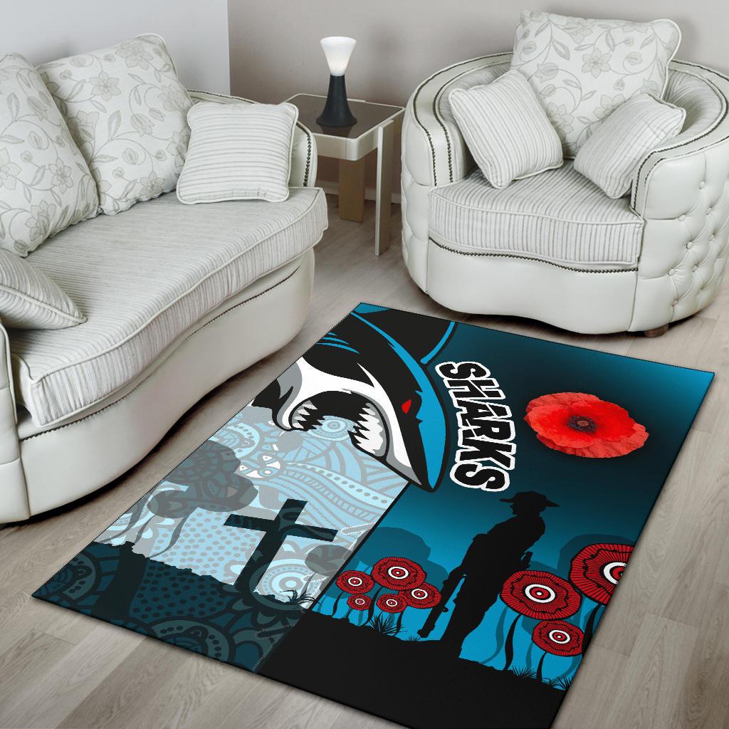 Sharks Area Rug Cronulla ANZAC Day - Vibe Hoodie Shop