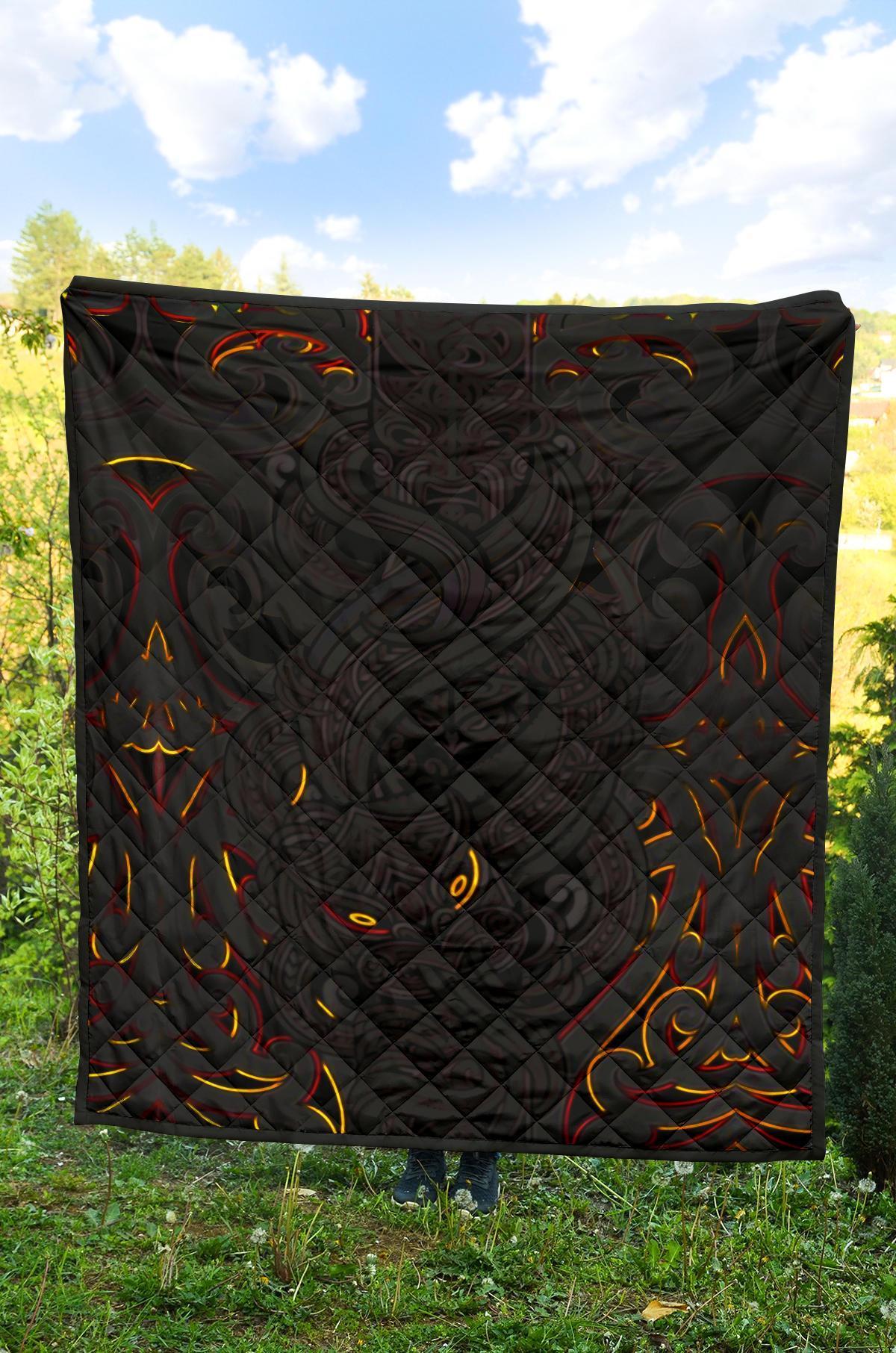 New Zealand Premium Quilt, Maori Gods Tumatauenga (God Of War) - Black - Vibe Hoodie Shop