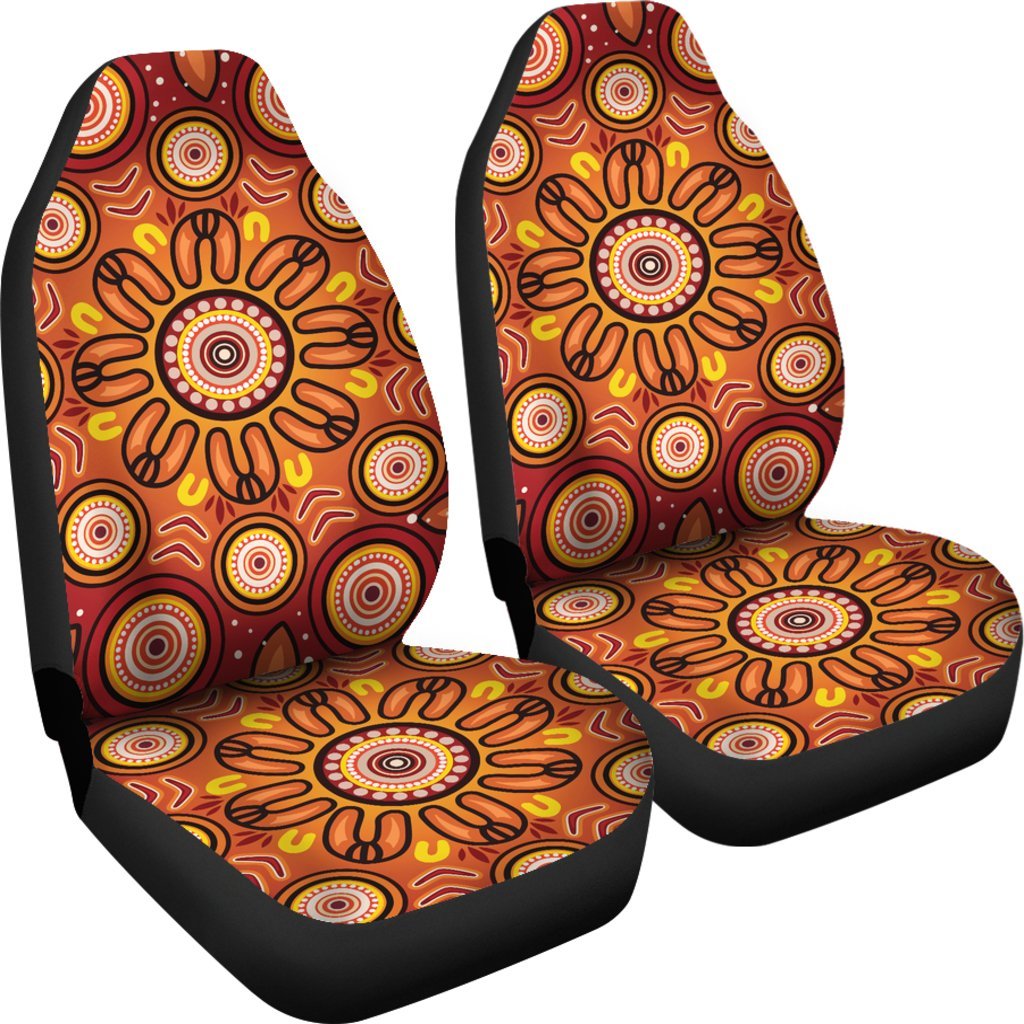 Aboriginal Car Seat Covers - Circle Flowers Patterns VER01 - Vibe Hoodie Shop
