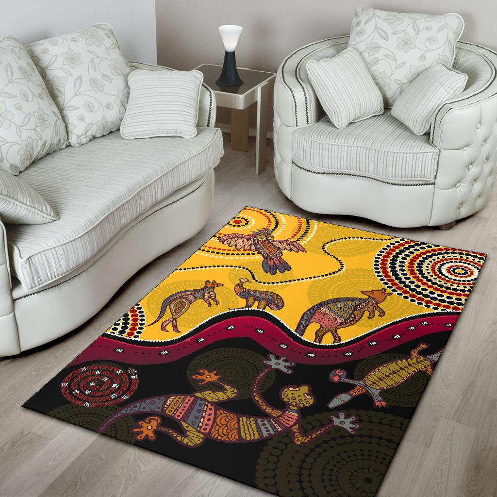 Aboriginal Area Rug - Indigenous Animals Life Art - Vibe Hoodie Shop