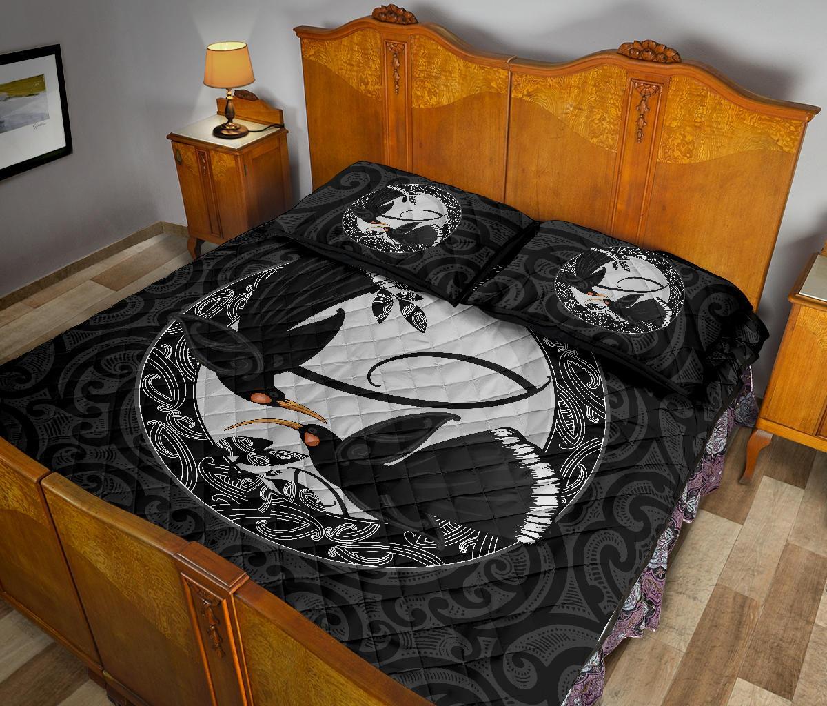 New Zealand Huia Bird, Maori Quilt Bed Set - Vibe Hoodie Shop