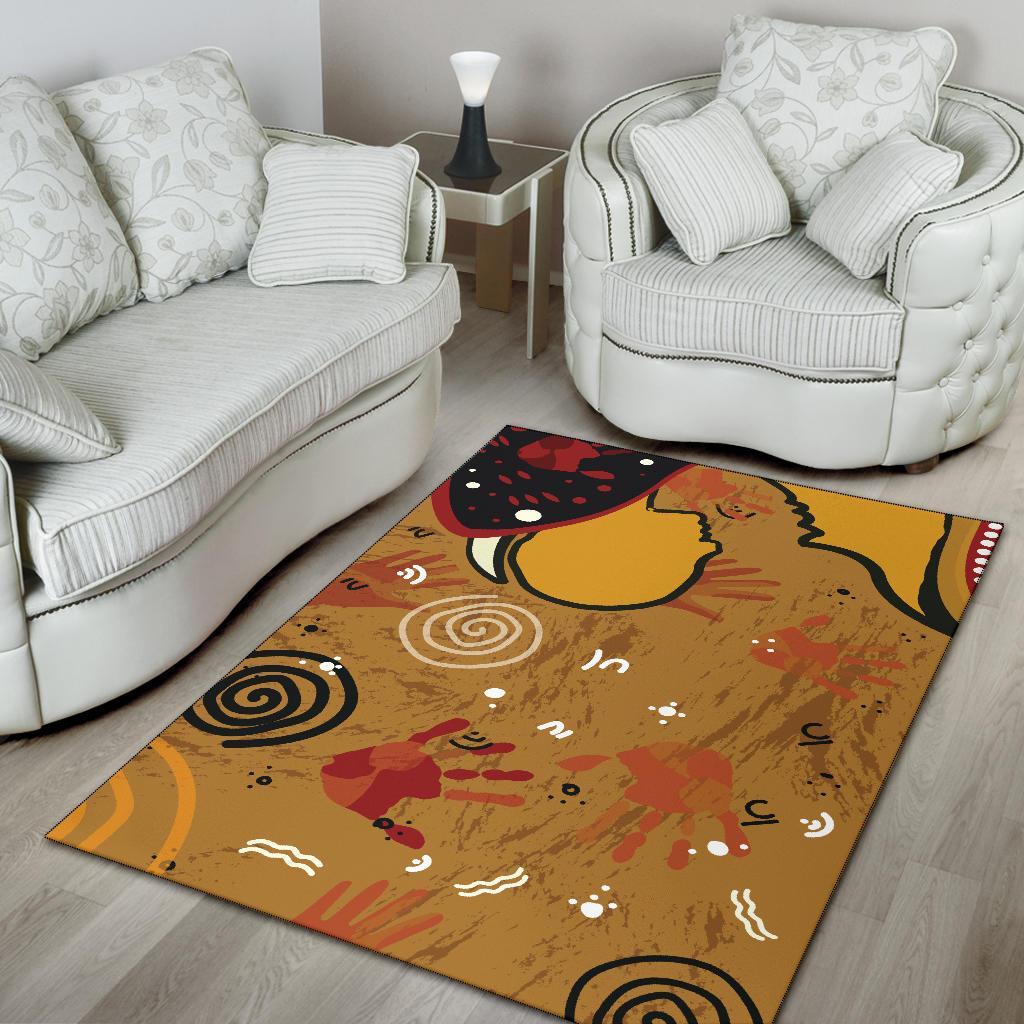 Aboriginal Area Rug - Mother and Son Hand Art - Vibe Hoodie Shop