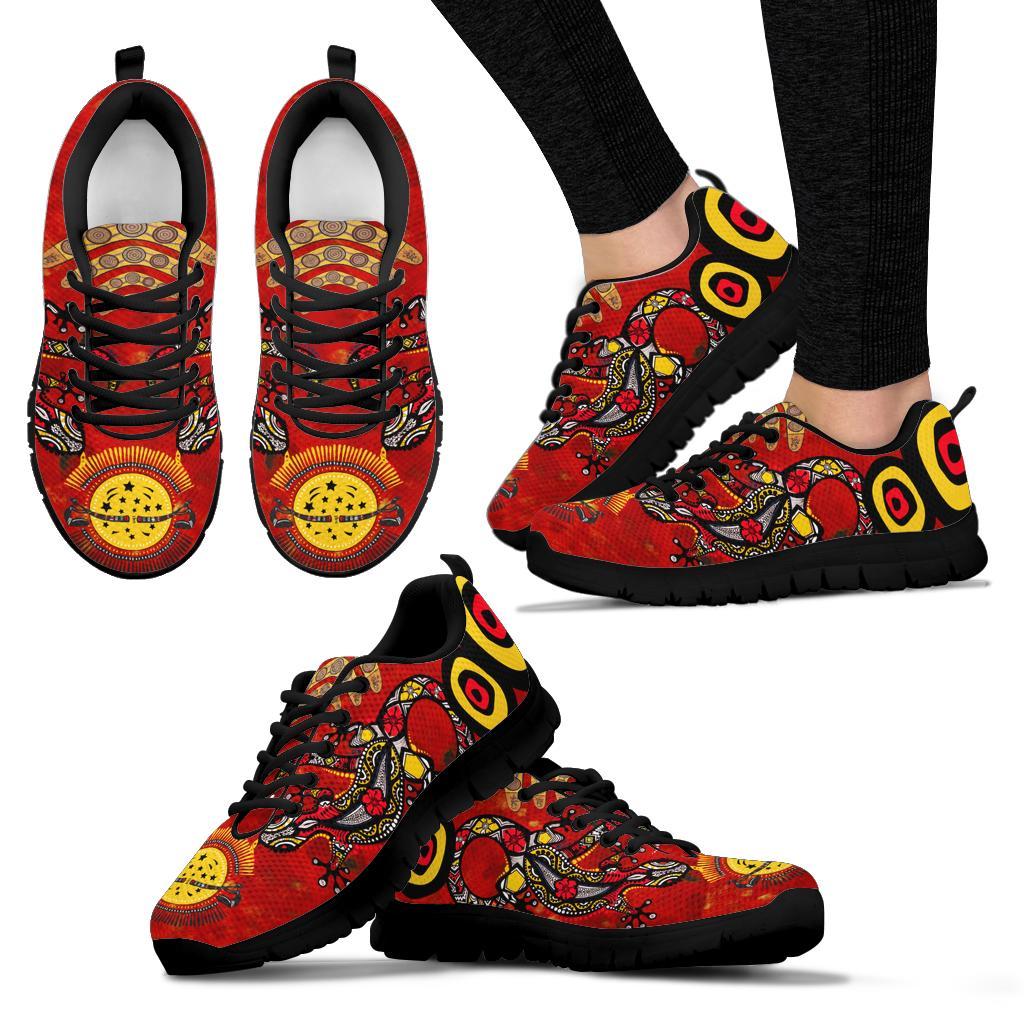 Aboriginal Sneakers, Lizard And Boomerang Pattern - Vibe Hoodie Shop