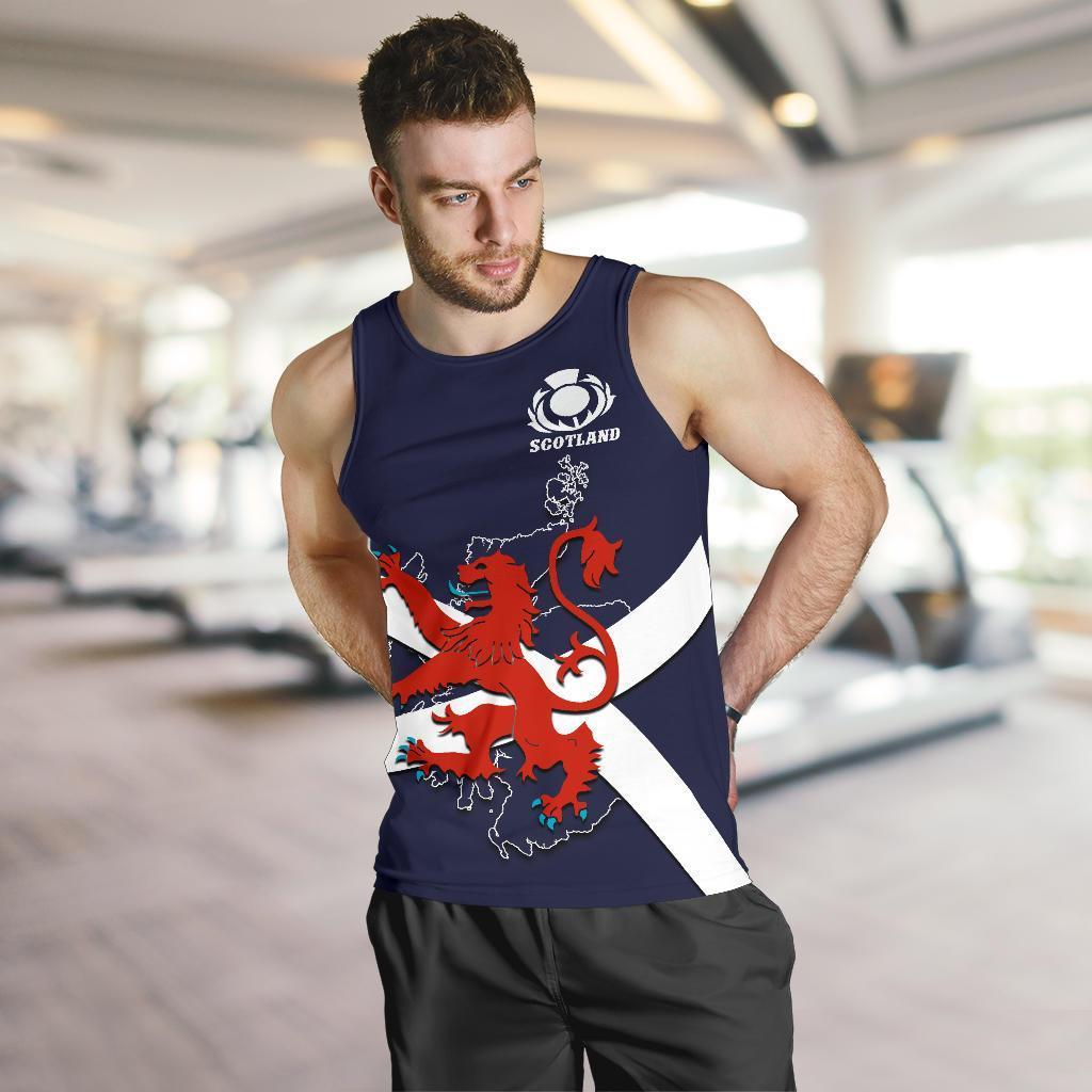 Scotland Rugby Men Tank Top Lion Rampant With Thistle - Vibe Hoodie Shop