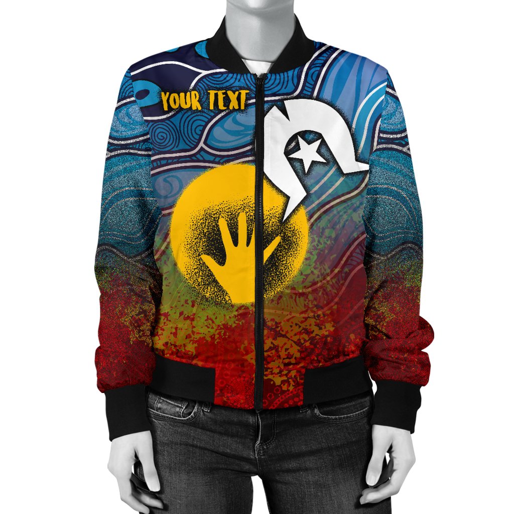 Custom Aboriginal Women's Bomber Jacket - Aboriginal and Torres Strait Islanders Flag - Vibe Hoodie Shop