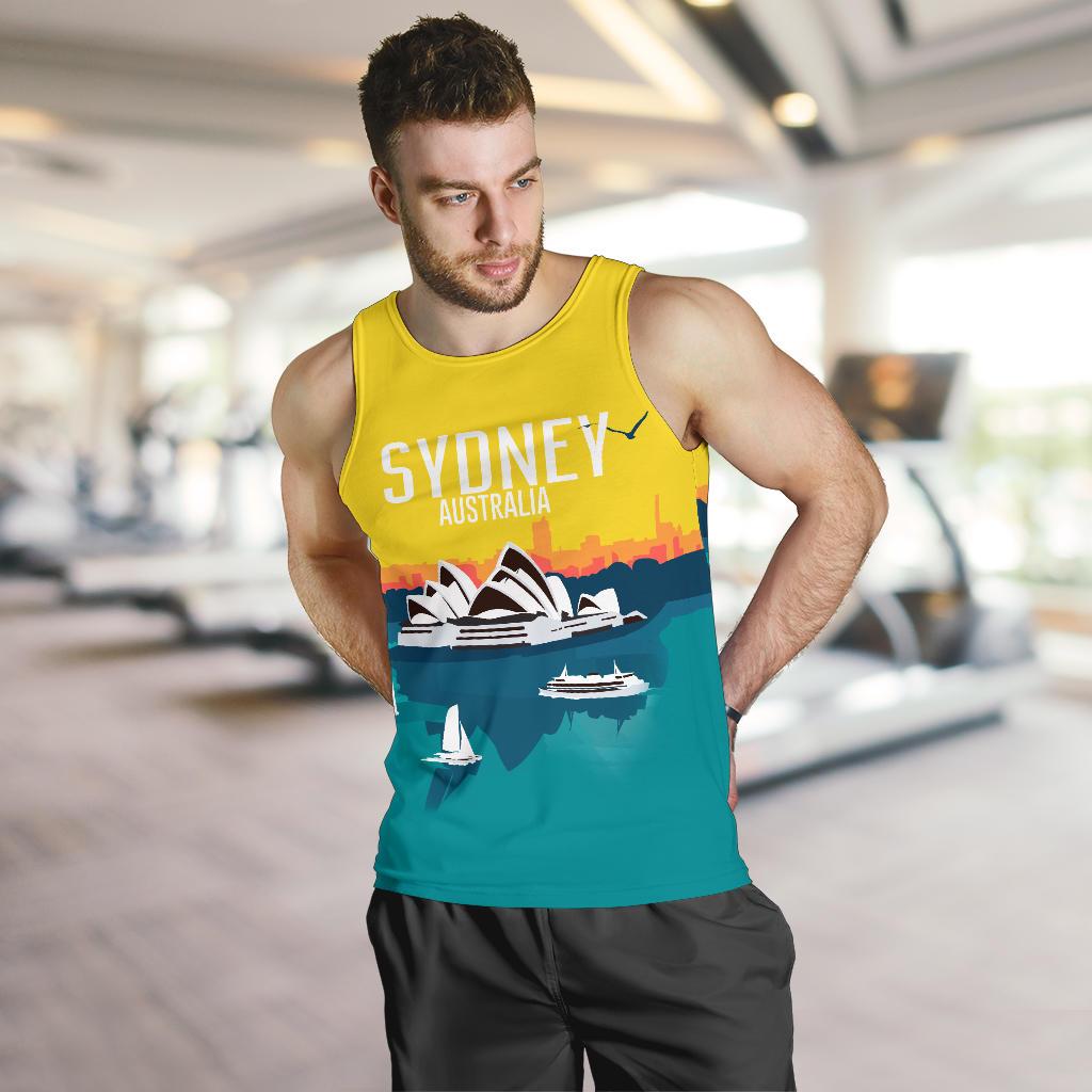 Men Tank Top - Sydney Mens Tank Sydney Opera Sunset Landscape - Vibe Hoodie Shop