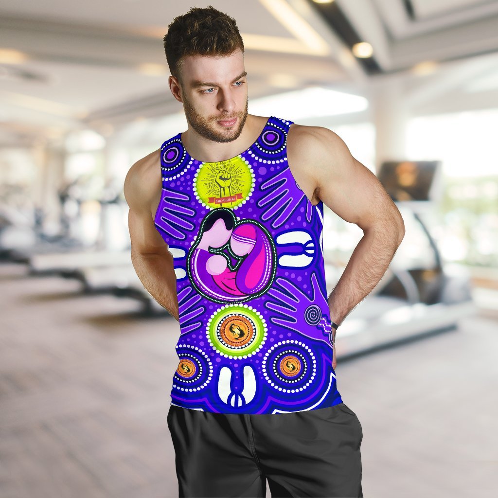 Men's Tank Top - Aboriginal Family With Dot Painting art - Vibe Hoodie Shop