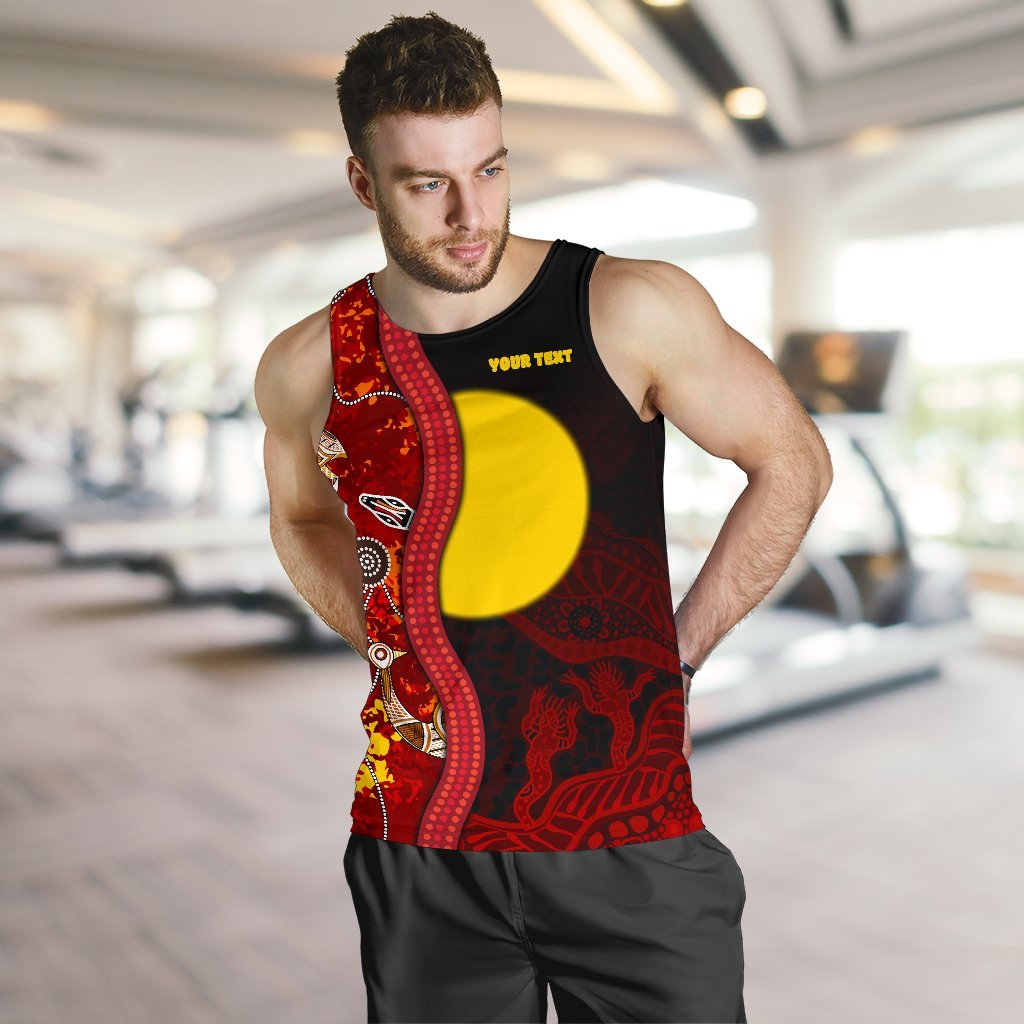 Custom Aboriginal Men's Tank Top - Red Indigenous Flag - Vibe Hoodie Shop