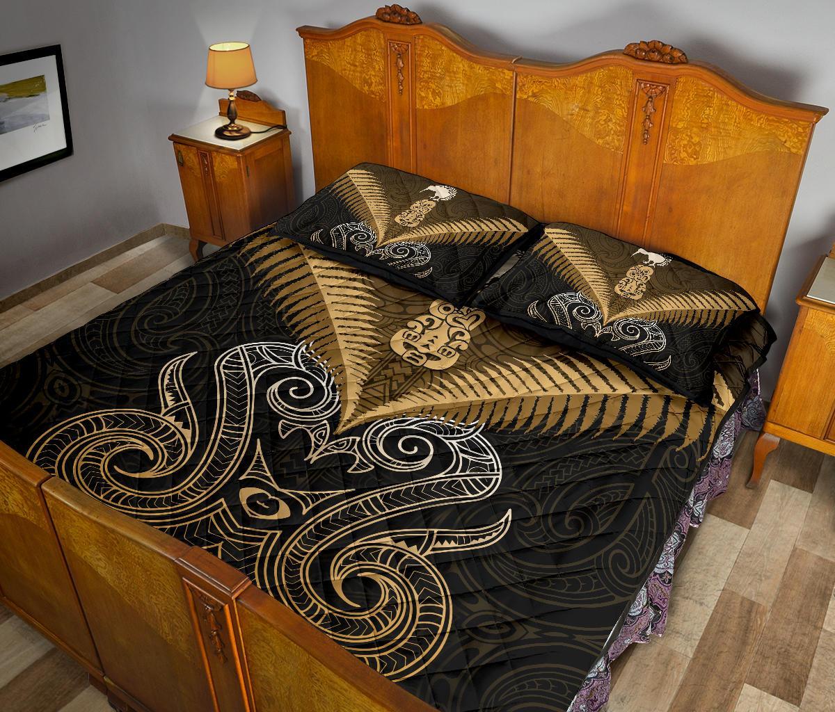 Maori Manaia New Zealand Quilt Bed Set Gold - Vibe Hoodie Shop