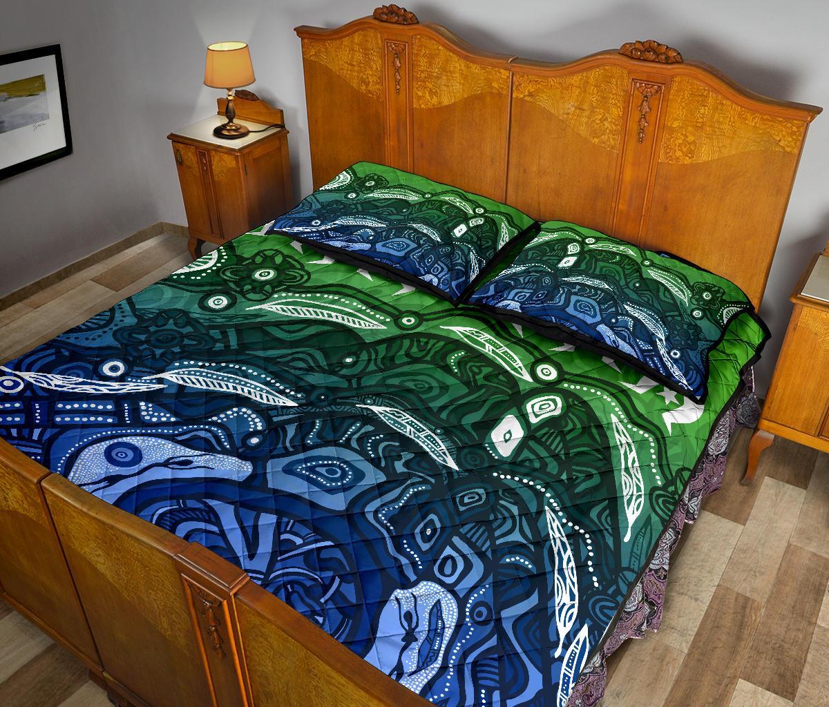 Torres Strait Islands Quilt Bed Set - Blue - Vibe Hoodie Shop