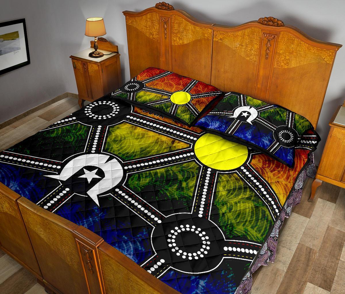 Custom NAIDOC Week 2021 Quilt Bed Set, Aboriginal Geometric Style - Vibe Hoodie Shop