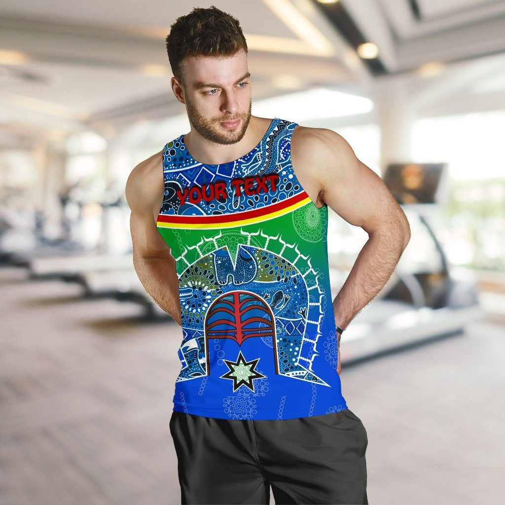 Personalised Men's Tank Top - Torres Strait Symbol With Aboriginal Patterns - Vibe Hoodie Shop