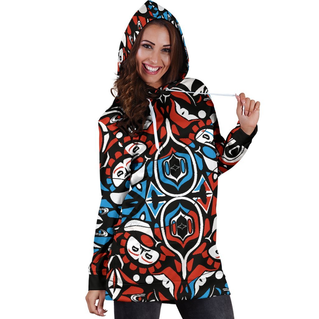 Canada Haida Pattern Hoodie Dress - Vibe Hoodie Shop