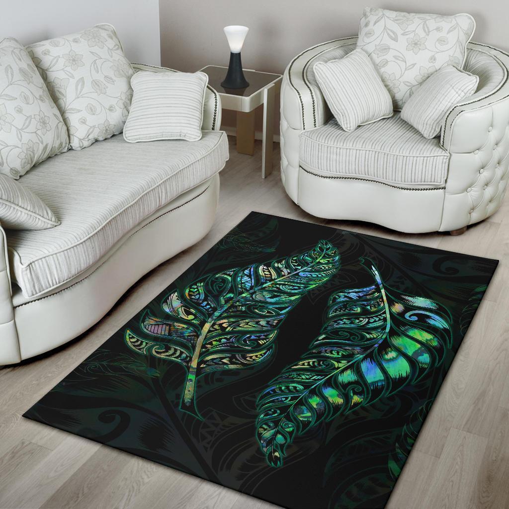 New Zealand Silver Fern Couple Area Rug Paua Shell - Vibe Hoodie Shop