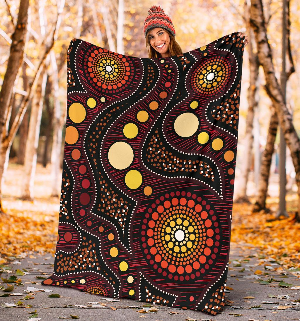 Aboriginal Premium Blanket - Aboriginal Art Ver01 - Vibe Hoodie Shop