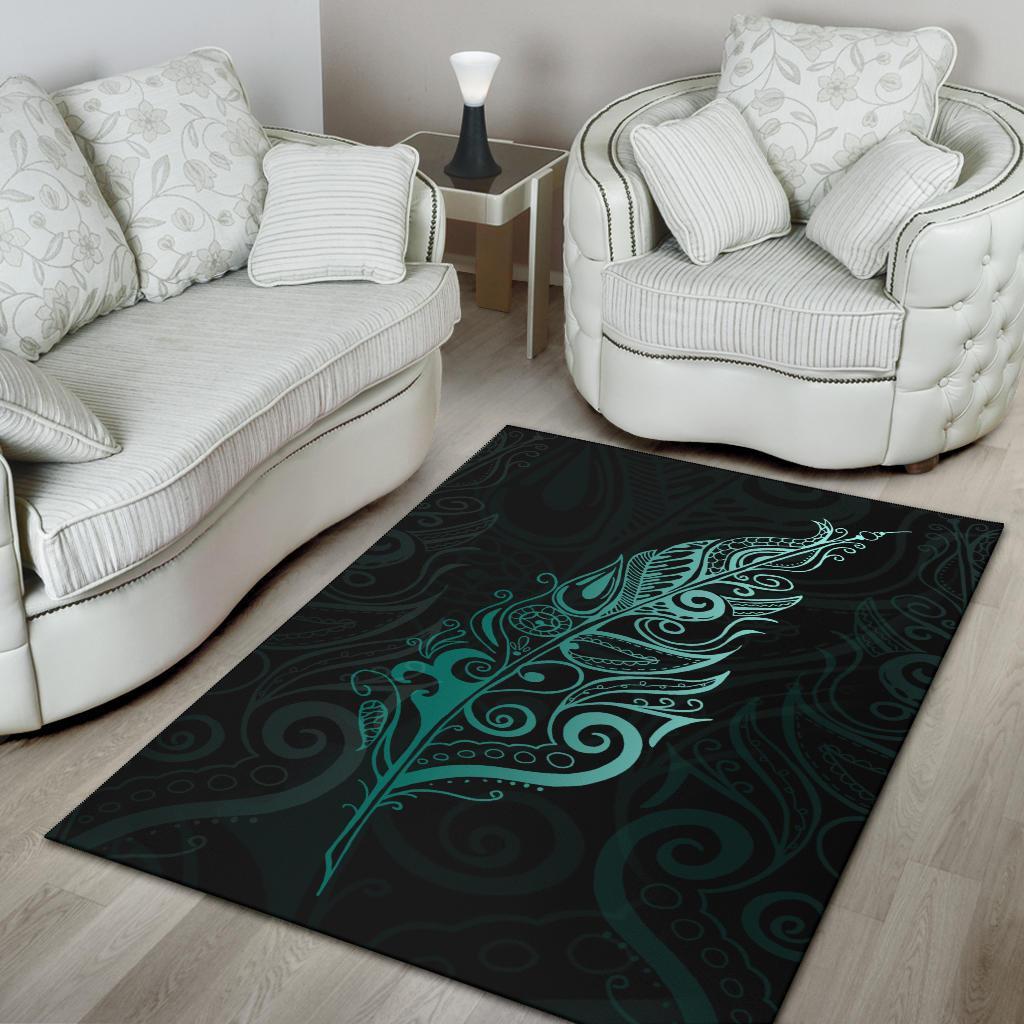 Light Silver Fern Area Rug, Turquoise - Vibe Hoodie Shop