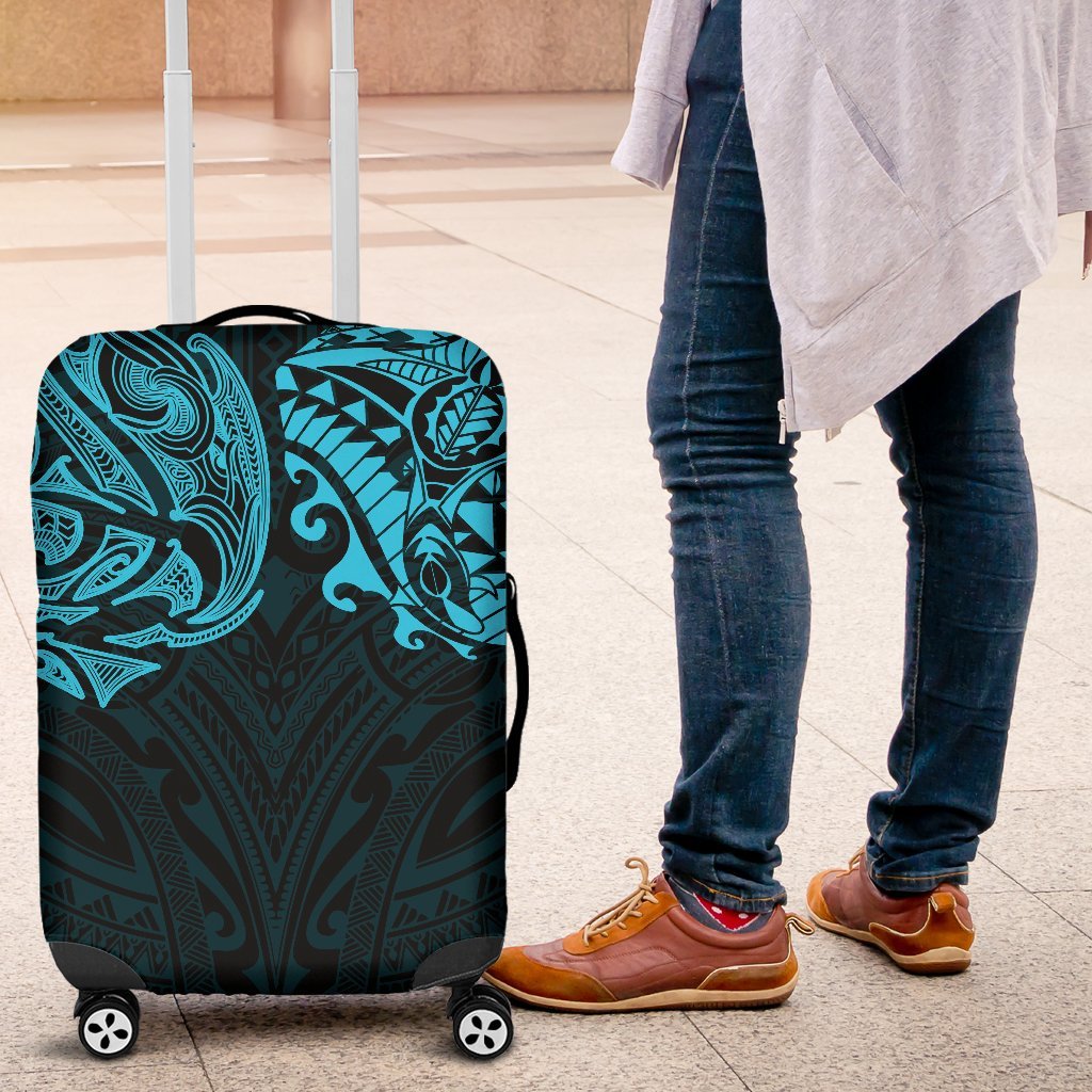 New Zealand Luggage Covers, Maori Polynesian Tattoo Blue - Vibe Hoodie Shop