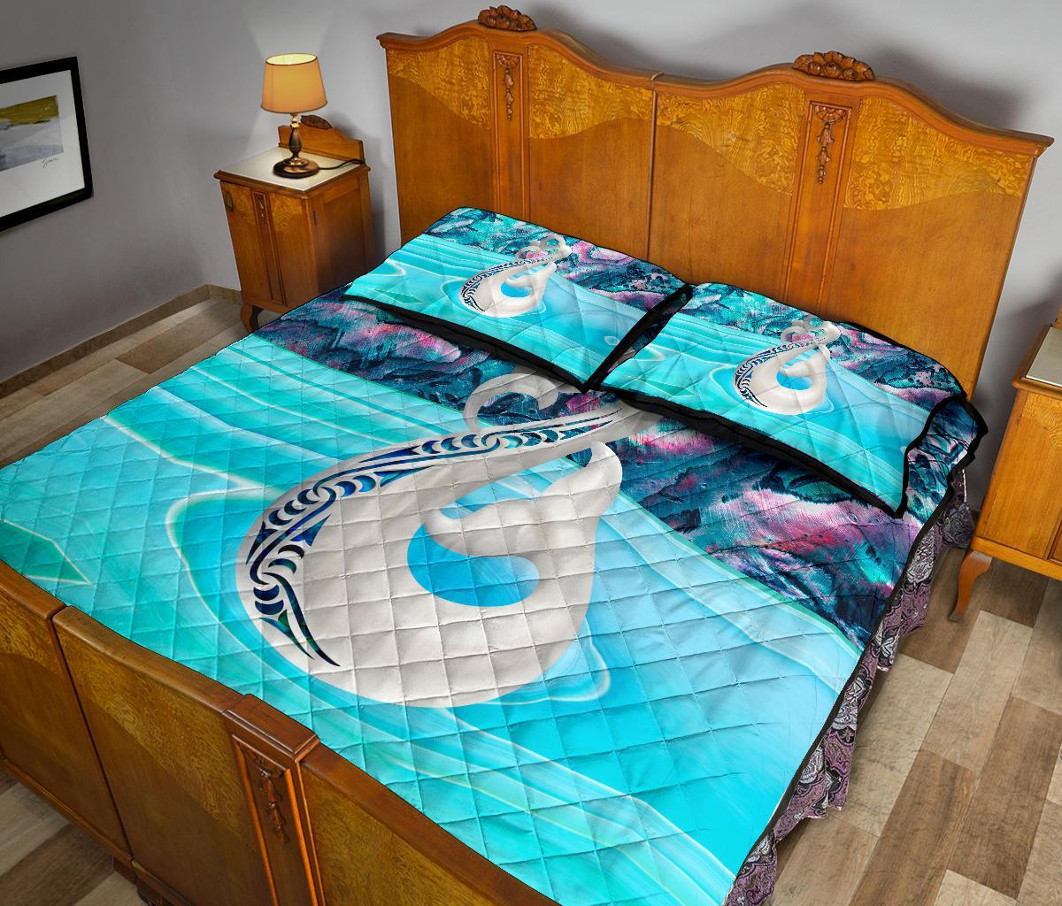 New Zealand Quilt Bed Set, Maori Manaia And Paua Shell Quilt Pillow Cover - Vibe Hoodie Shop