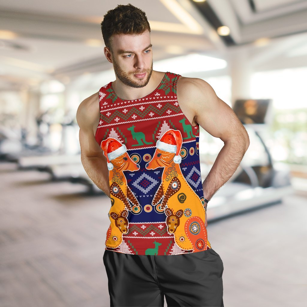 Christmas Australia Men's Tank Top - Mother Kangaroo In Christmas - Vibe Hoodie Shop