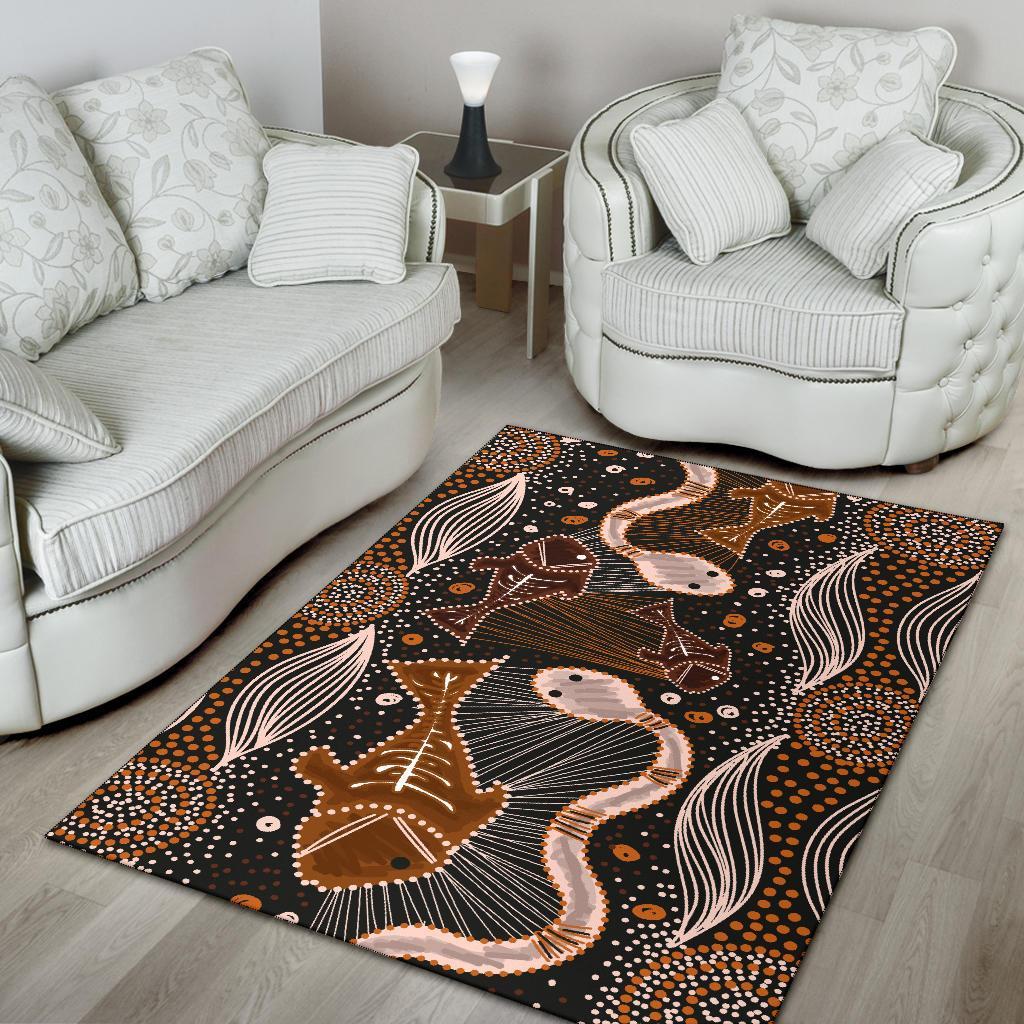 Aboriginal Area Rug - Indigenous Fish and Snake - Vibe Hoodie Shop