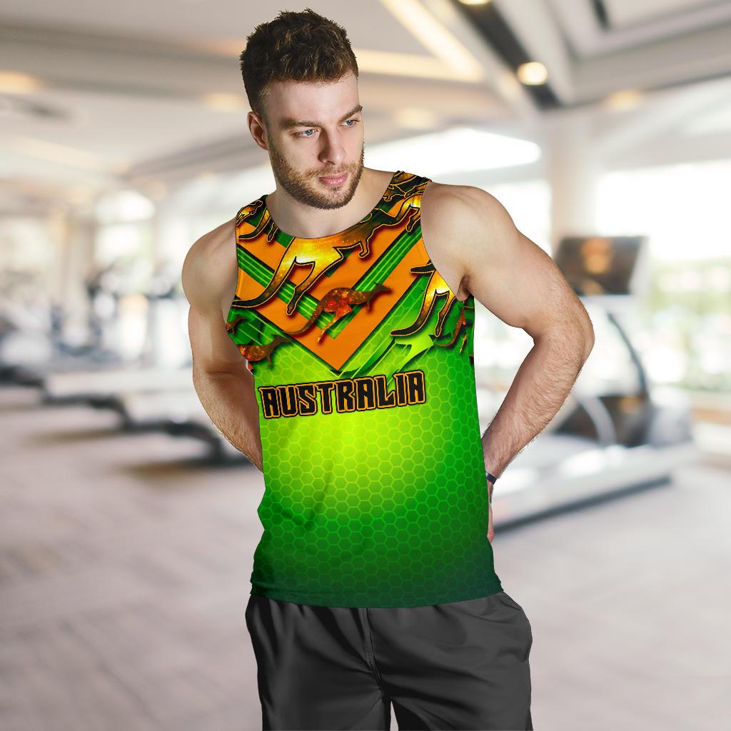 Men's Tank Top - Australian Kangaroo Mens Tank Aussie National Colors - Vibe Hoodie Shop