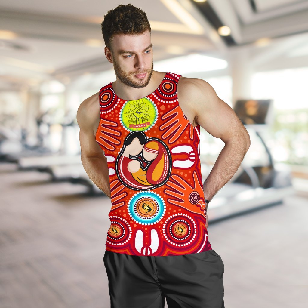 Men's Tank Top - Aboriginal Family With Dot Painting art - Vibe Hoodie Shop