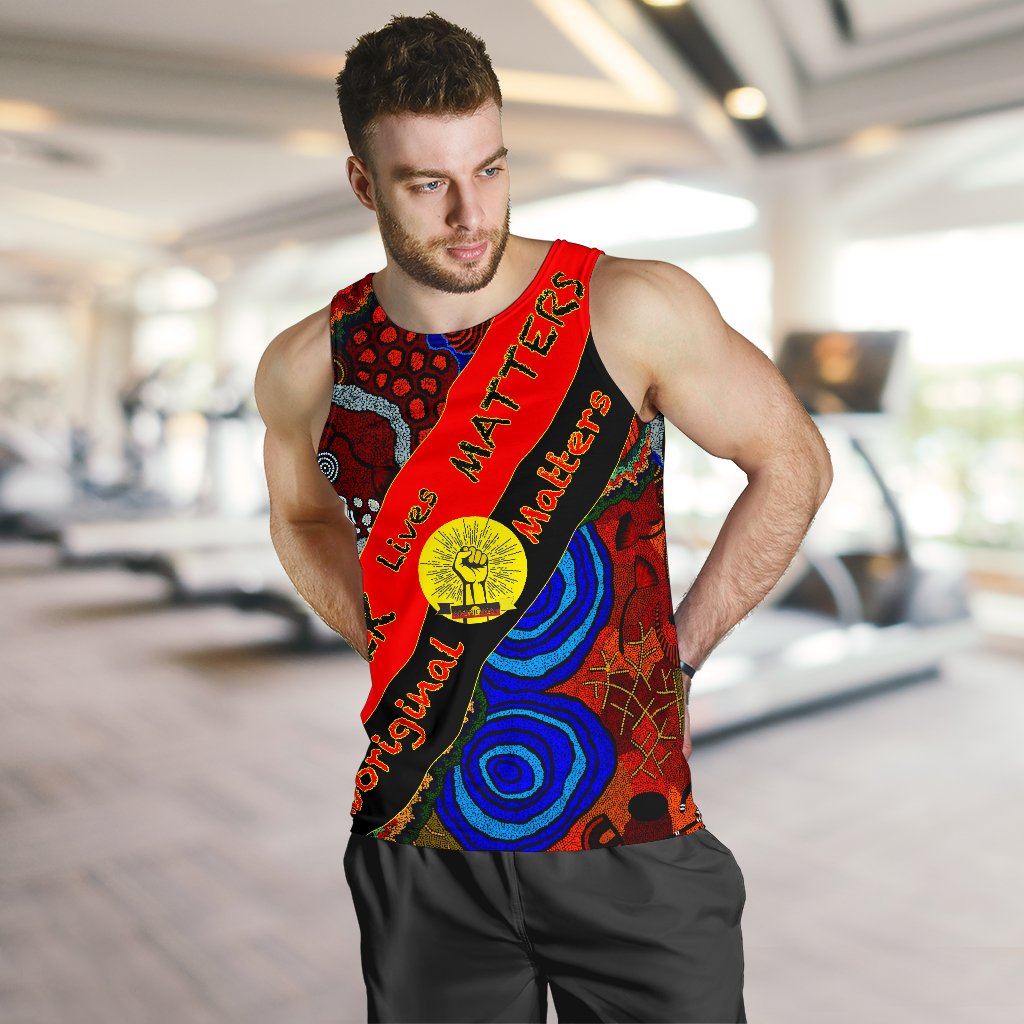 Men's Tank Top - Black Lives Matter and Aboriginal Patterns - Vibe Hoodie Shop