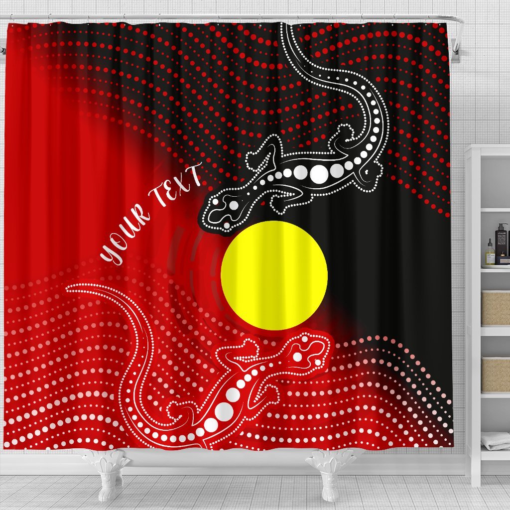 custom-aboriginal-shower-curtain-two-indigenous-lizard