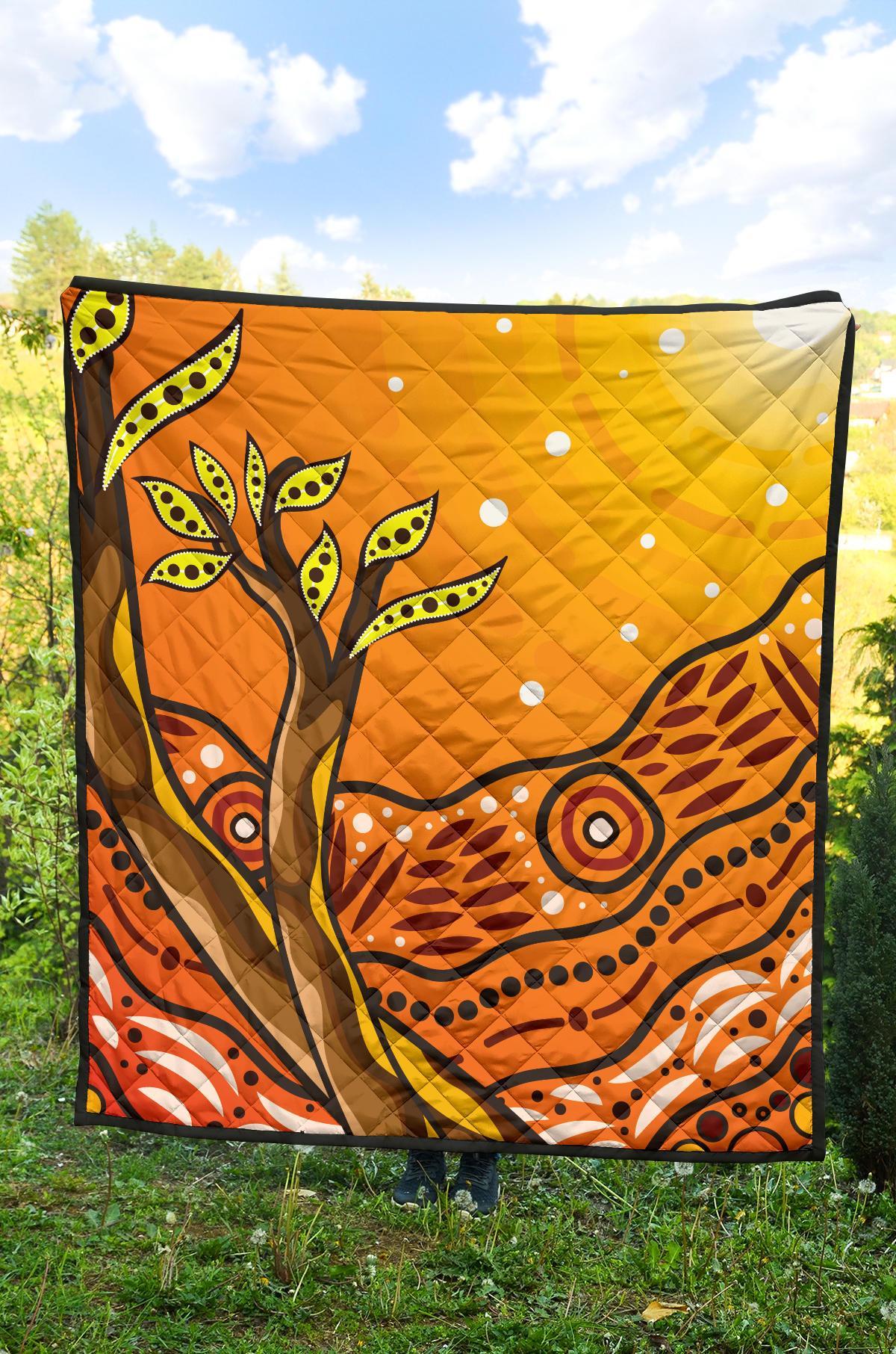 Aboriginal Premium Quilt - Tree On The Hill - Vibe Hoodie Shop