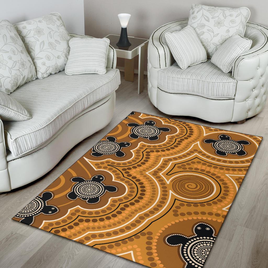 Aboriginal Area Rug - Indigenous Turtle Gold Version - Vibe Hoodie Shop