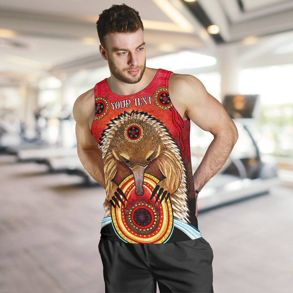 Custom Aboriginal Men's Tank Top - Australian Echidna - Vibe Hoodie Shop