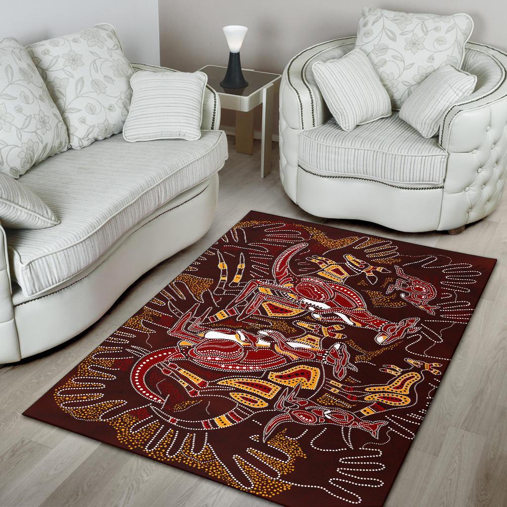 Aboriginal Area Rug - Kangaroo family with Hand Art - Vibe Hoodie Shop