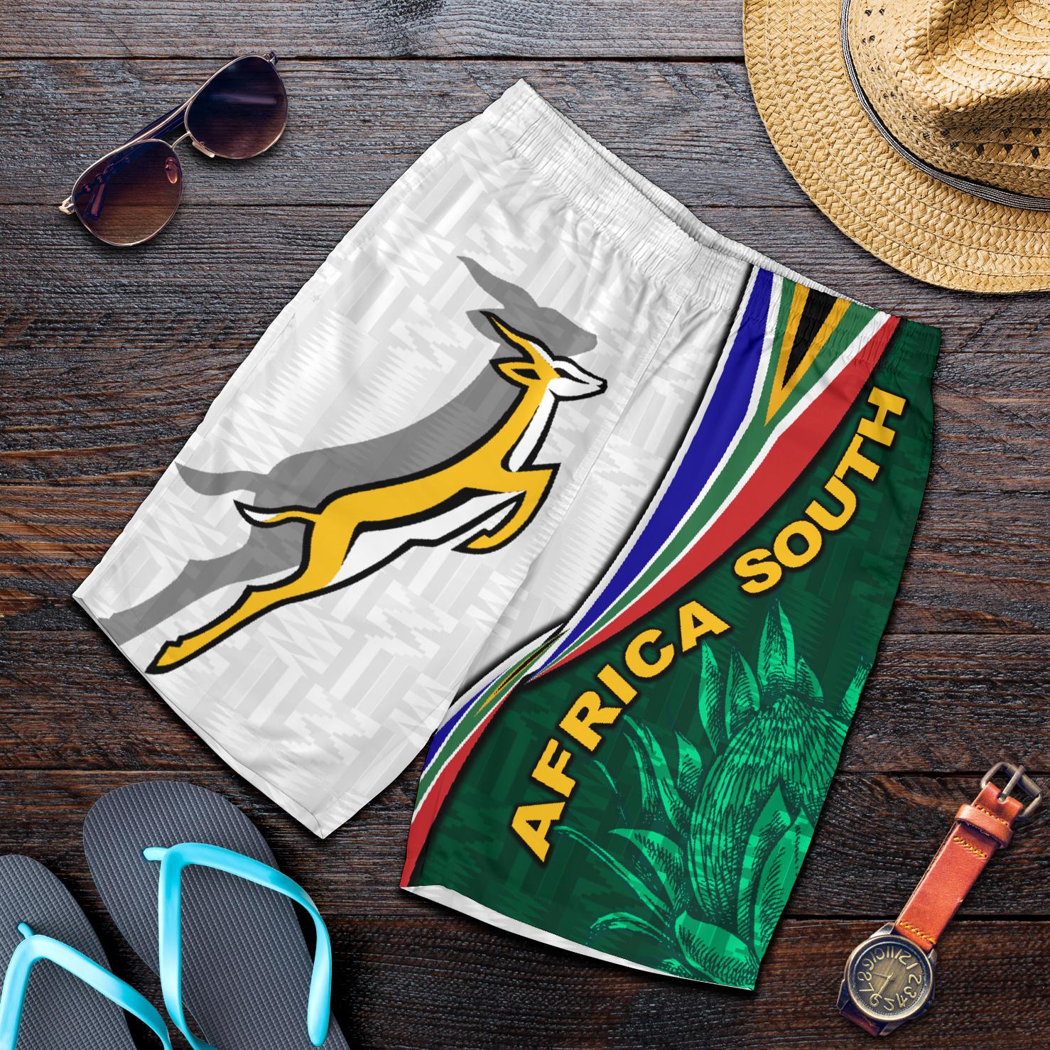 South Africa Men Shorts Springboks Rugby Be Unique - White - Vibe Hoodie Shop