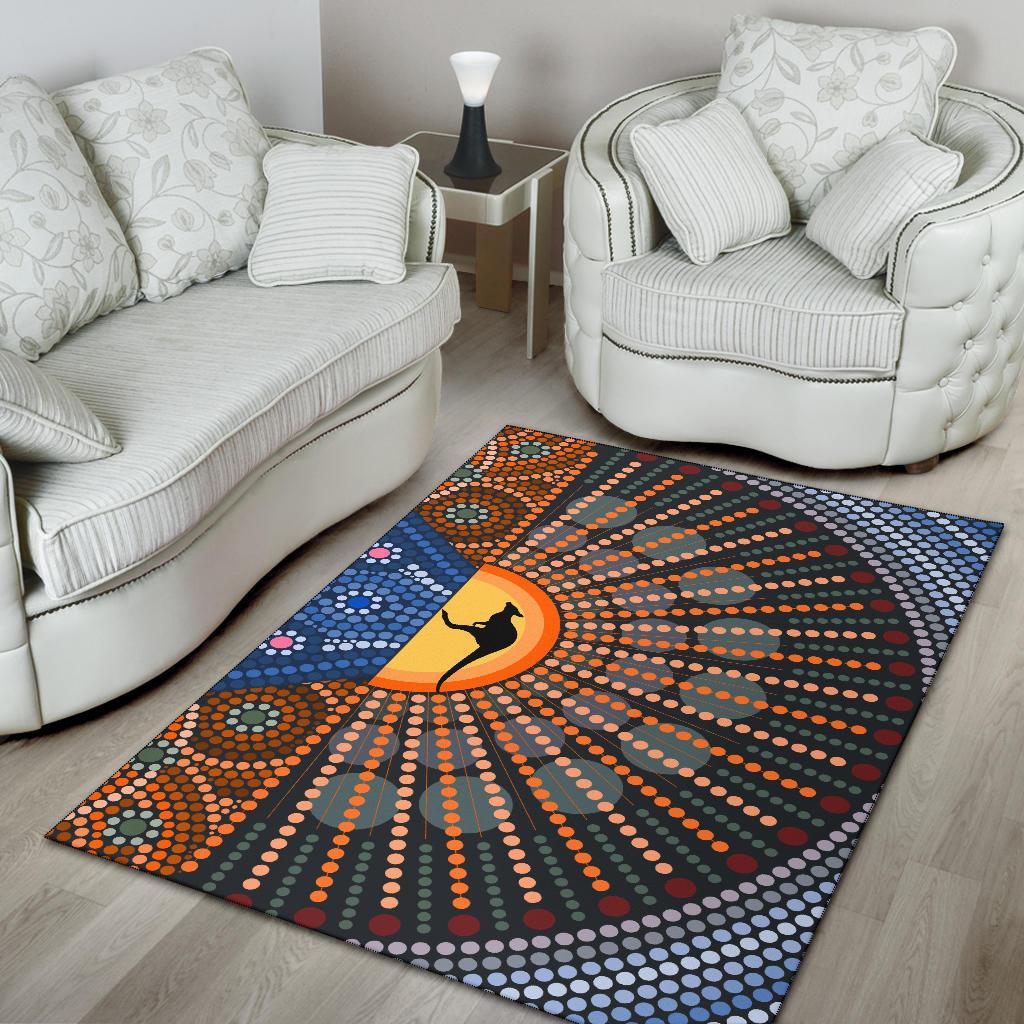 Area Rug - Aboriginal Dot Painting Rug Kangaroo Ver03 - Vibe Hoodie Shop