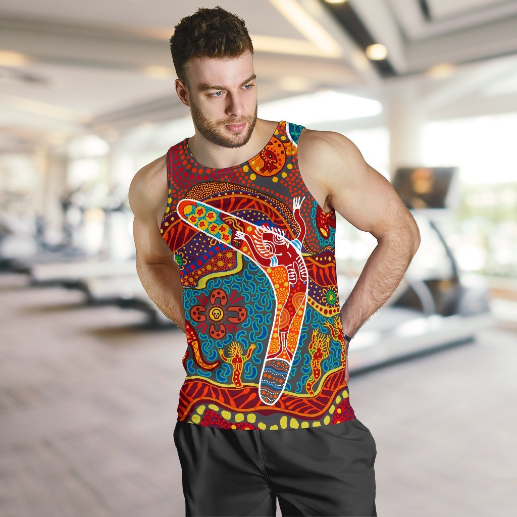 Aboriginal Men's Tank Top - Indigenous Boomerang - Vibe Hoodie Shop