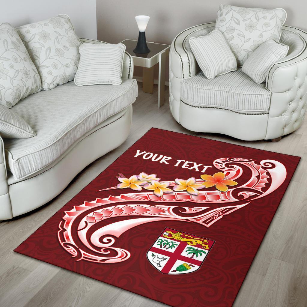 Fiji Custom Personalised Area Rug - Fiji Seal Polynesian Patterns Plumeria (Red) - Vibe Hoodie Shop