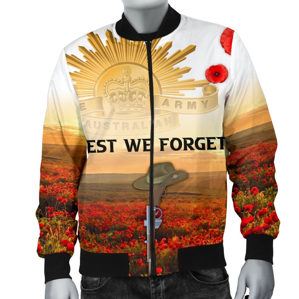 ANZAC Day 2021 Men's Bomber Jacket - We Will Remember Them - Vibe Hoodie Shop