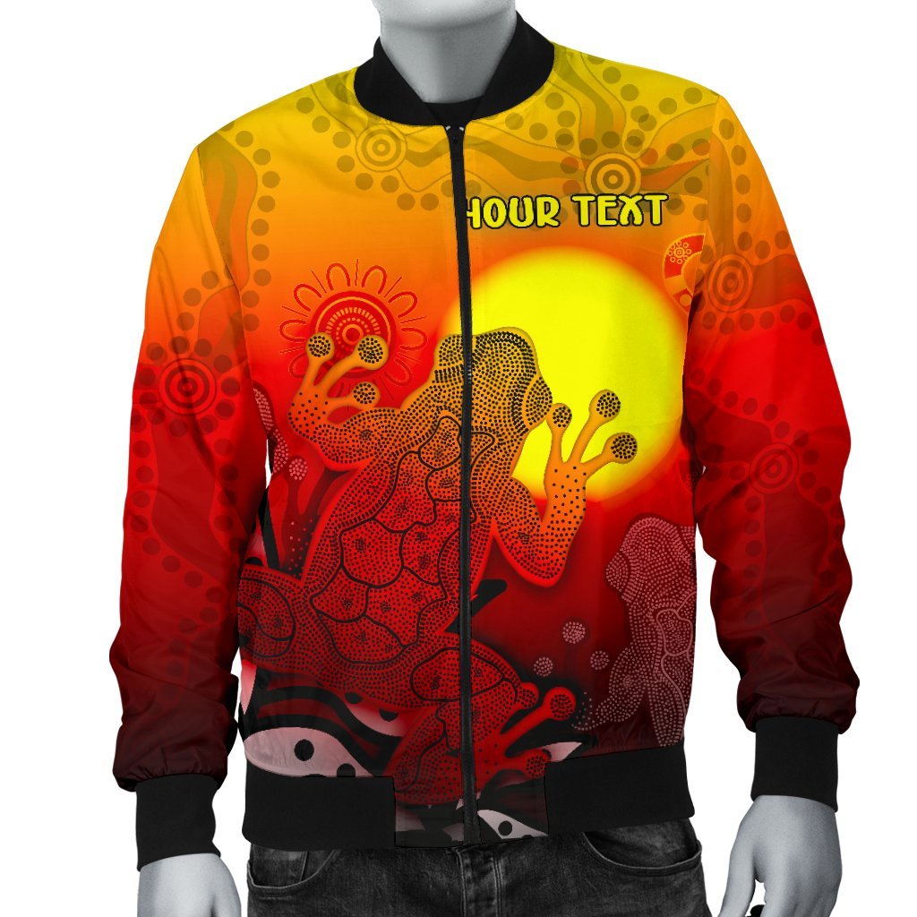 Custom Aboriginal Men's Bomber Jacket - Indigenous Frog (Red) - Vibe Hoodie Shop