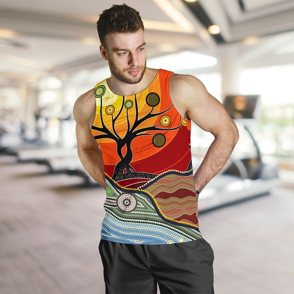 Men's Tank Top - Australian Aboriginal Tree - Vibe Hoodie Shop