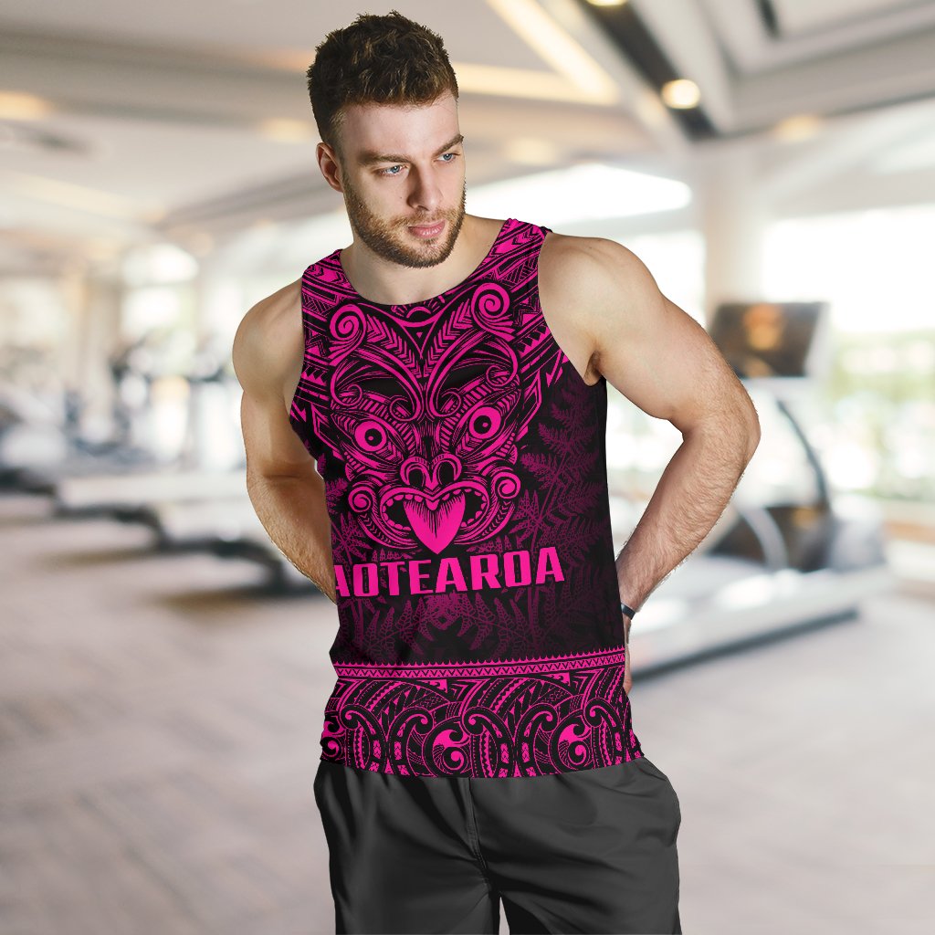 New Zealand Rugby Men's Tank Top Maori Haka - Silver Fern (Pink) - Vibe Hoodie Shop