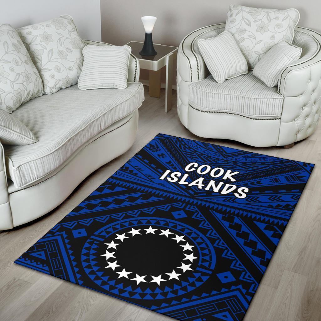 Cook Islands Area Rug - Seal With Polynesian Tattoo Style (Blue) - Vibe Hoodie Shop