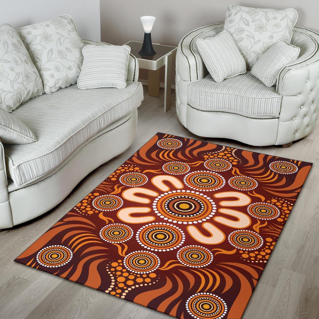 Aboriginal Area Rug - Circle Flowers Patterns Ver02 - Vibe Hoodie Shop