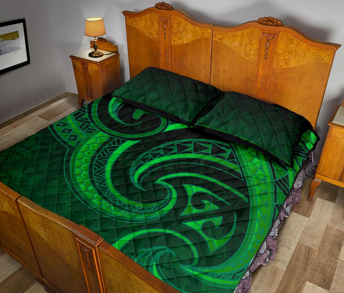 New Zealand Maori Mangopare Quilt Bed Set Polynesian - Green - Vibe Hoodie Shop